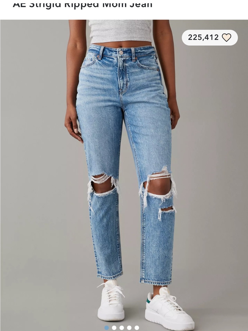 Light Blue Ripped Mom Jeans by